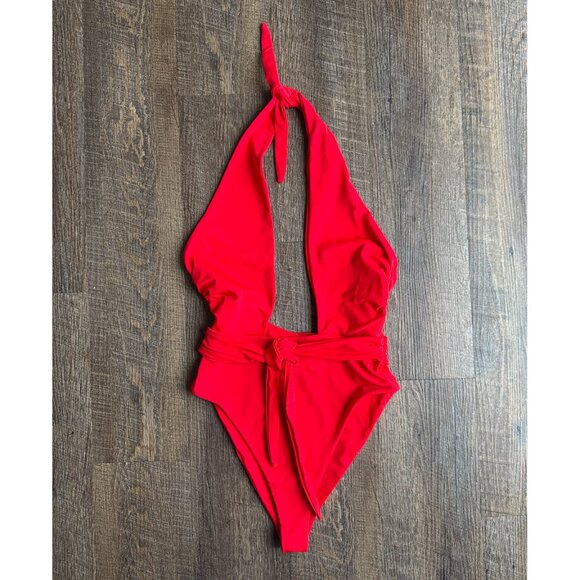 Mara Hoffman Roni Halter One-Piece in Red - Size Small - Picture 1 of 6
